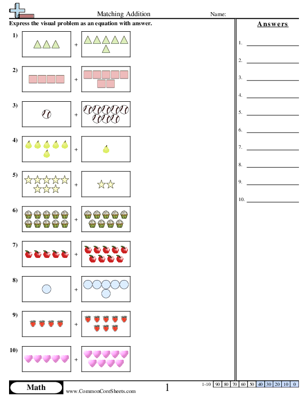 Matching Addition worksheet